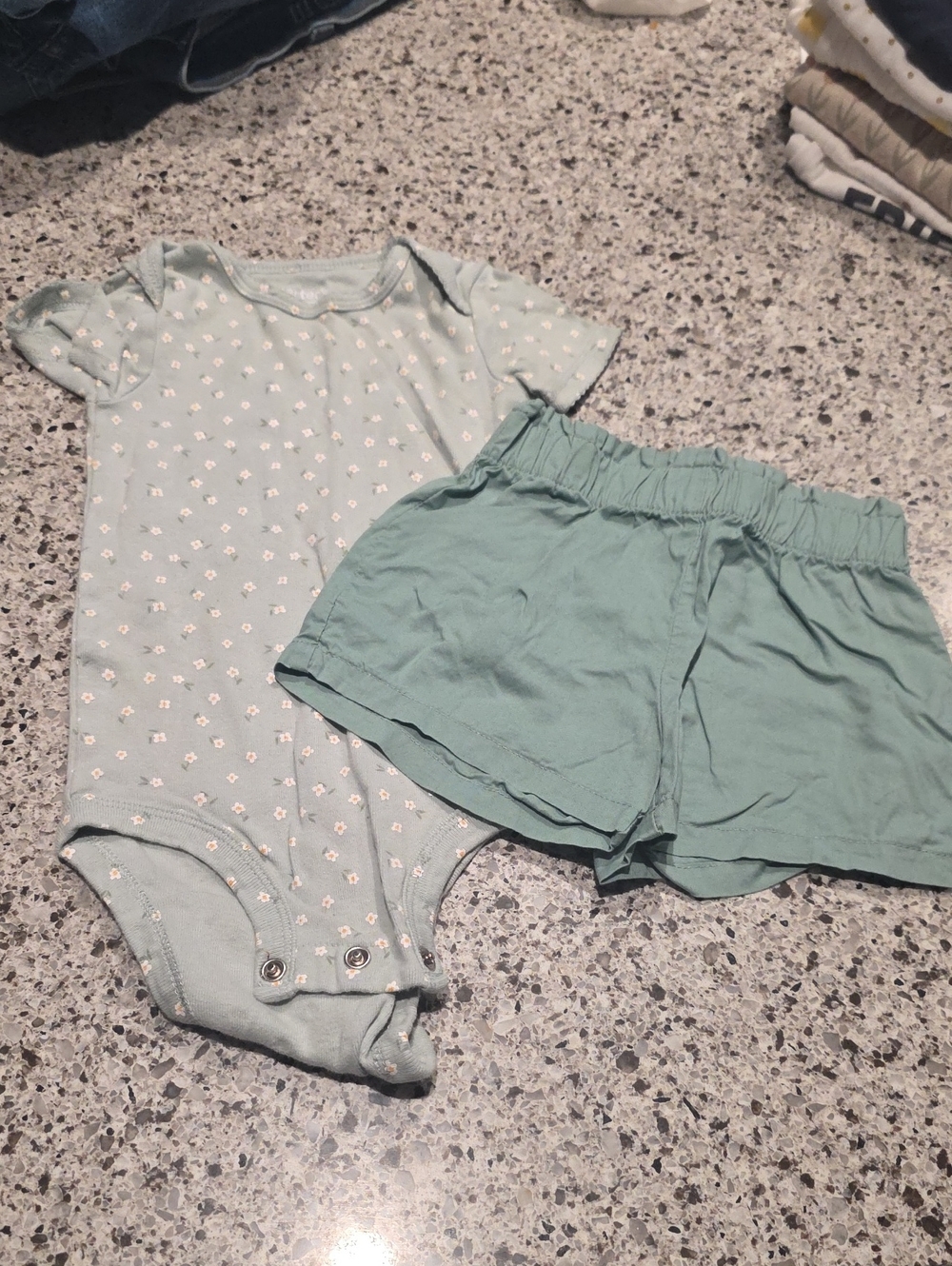 Carter's Mint Green Cotton Shorts - Kids Bottoms